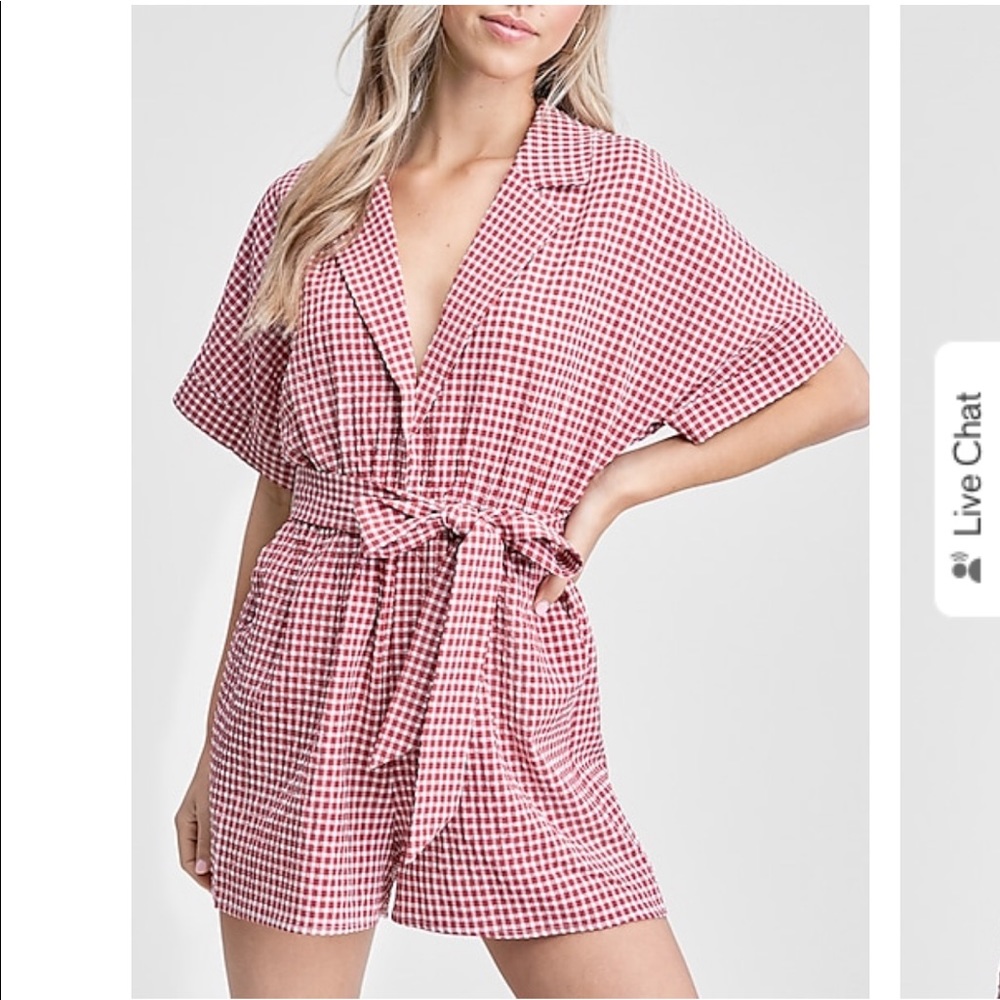 NWT En Saison Gingham Print Romper Size Medium